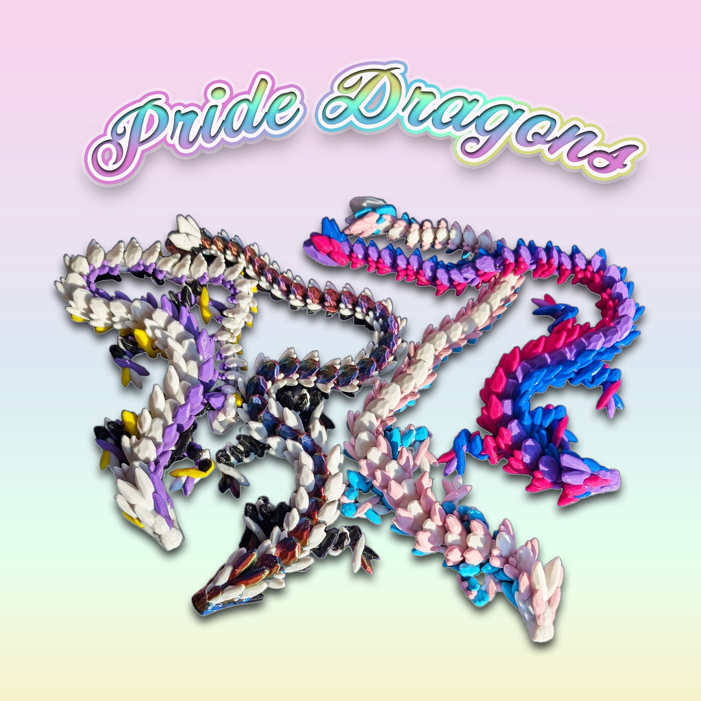 3D Printed - ADULT GEMSTONE PRIDE DRAGON